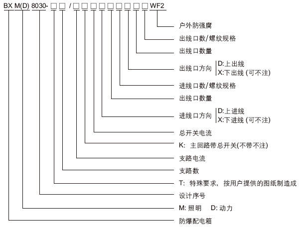 安徽草莓视频免费网站地址防爆电气有限公司BXM(D)8030系列防爆防腐照明配电箱型号含义